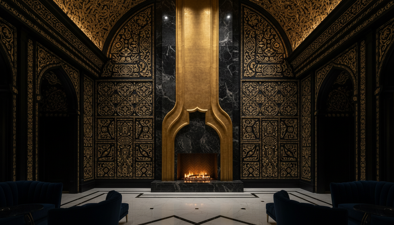 Luxurious interior with intricate gold ornamentation