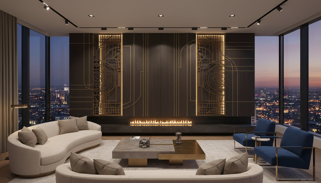 City Penthouse Opulence - Modern penthouse with metallic inlays