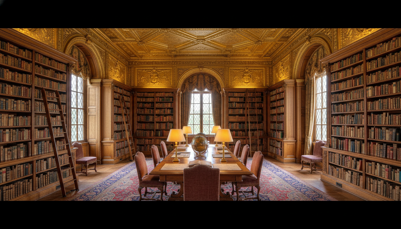 Heritage Estate Transformation - Restored library with period ornamentation