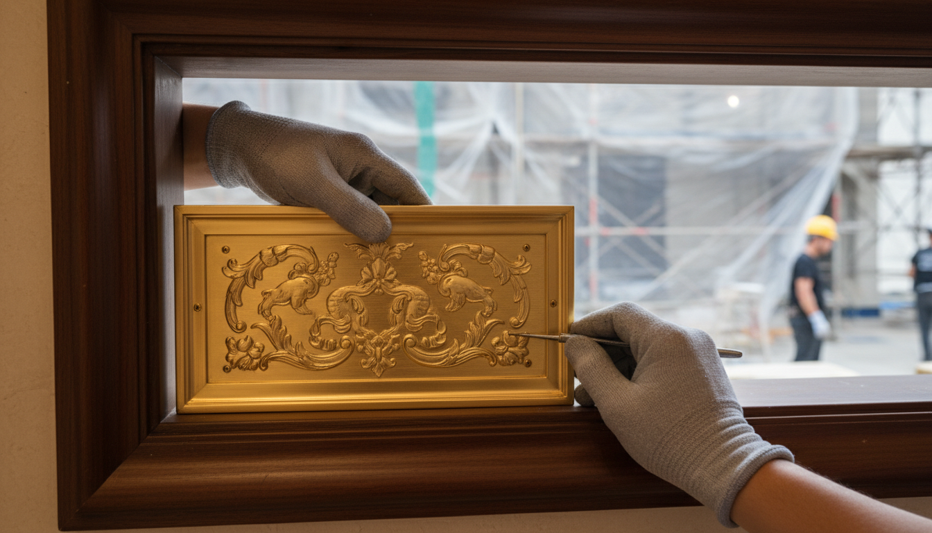 Artisan crafting intricate gold ornamentation detail